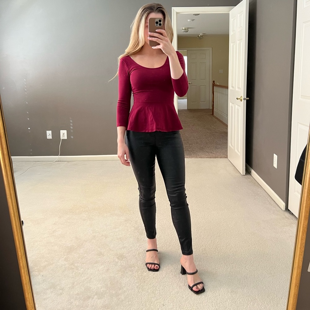 Red peplum blouse. From express. Size XS